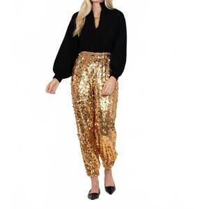 NEW EMILY MCCARTHY addison jogger in gold sequin